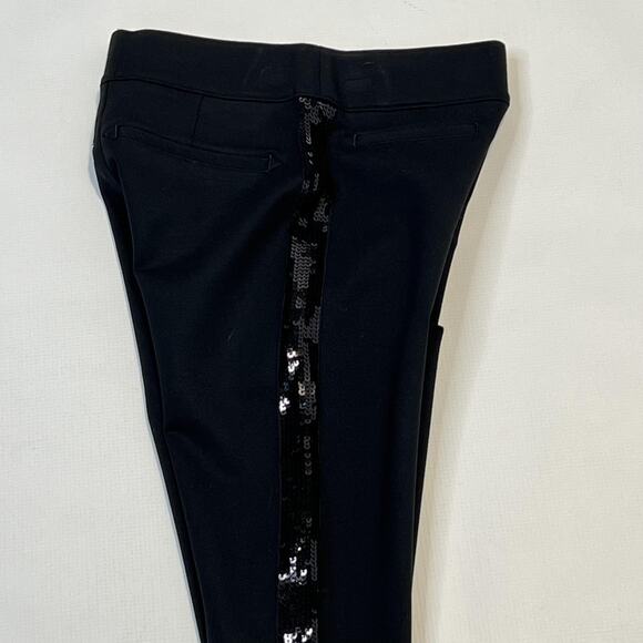 Spanx Ponte Skinny Pants Womens XS Black Sequin Trim High Rise Stretch Slim - Picture 2 of 12